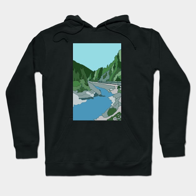 Rail journey through The Rockie Mountains in Colorado, USA - digital art Hoodie by JennyCathcart